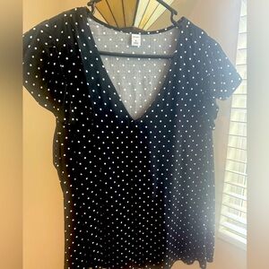 Old Navy - black with white polka dot blouse. XL